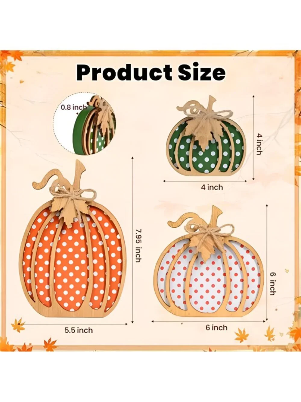 Fall Decorations for Home, 3-Piece Wooden Pumpkin Fall Decor, Rustic